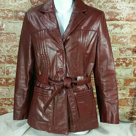 Berman's Jackets & Blazers - Berman's belted burgundy leather jacket S-M